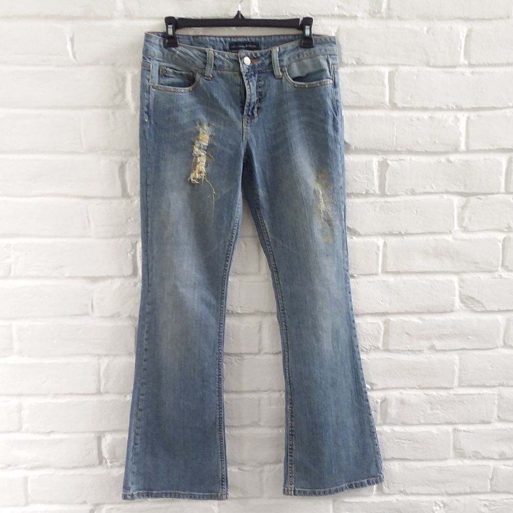 Refuge Jeans Womens Waist 31 Juniors Size 9 Bootcut Flare Low Rise Distressed
